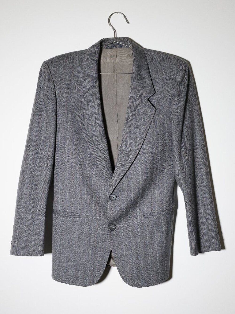 Nino Cerruti Virgin Wool Gray Pinstripe Blazer Womens S Tailored Career Jacket